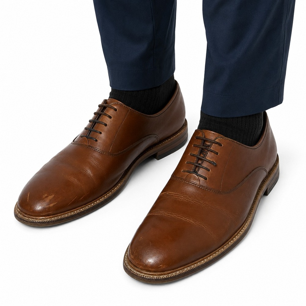 Aston Grey Dress Shoes Mens 10 Oxford Brown Leather Round Toe Lace Up Casual